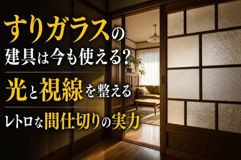 やわらかな光を通す、木枠のすりガラス建具。