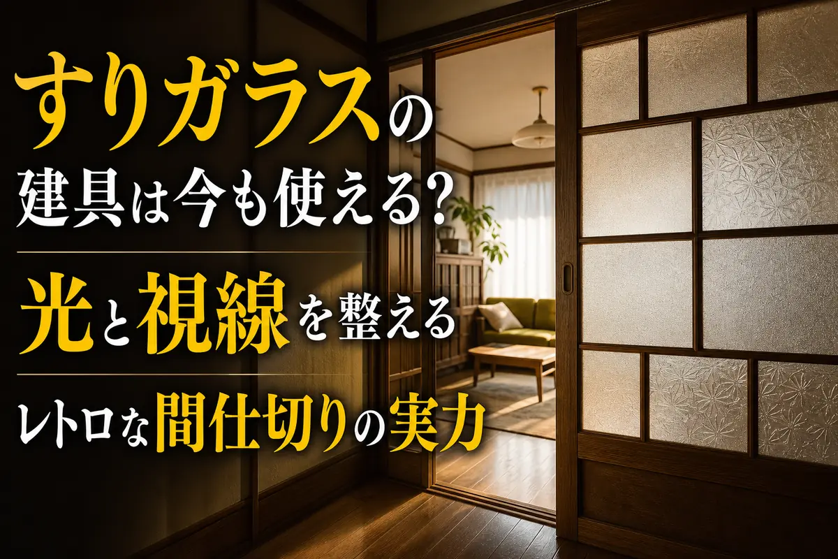 やわらかな光を通す、木枠のすりガラス建具。