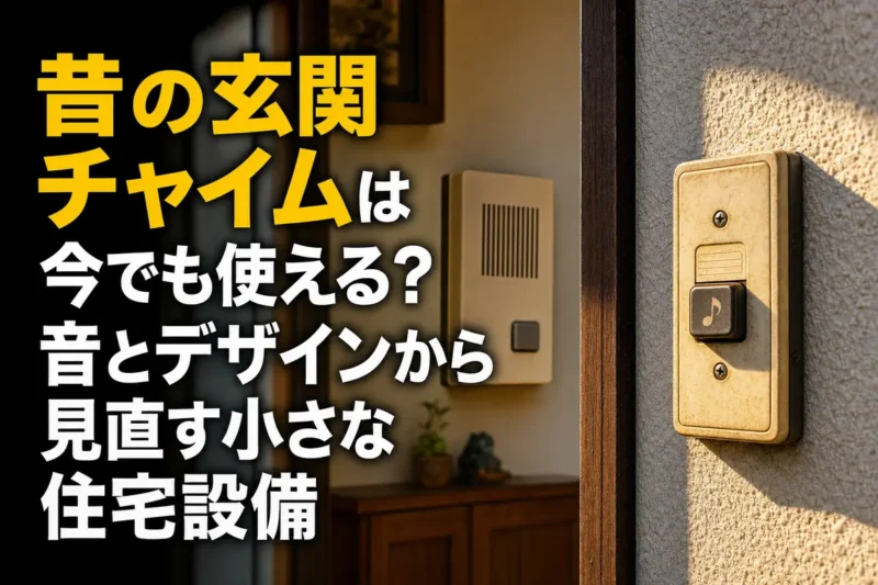 昭和から平成初期を思わせる玄関の押しボタンと室内チャイム。