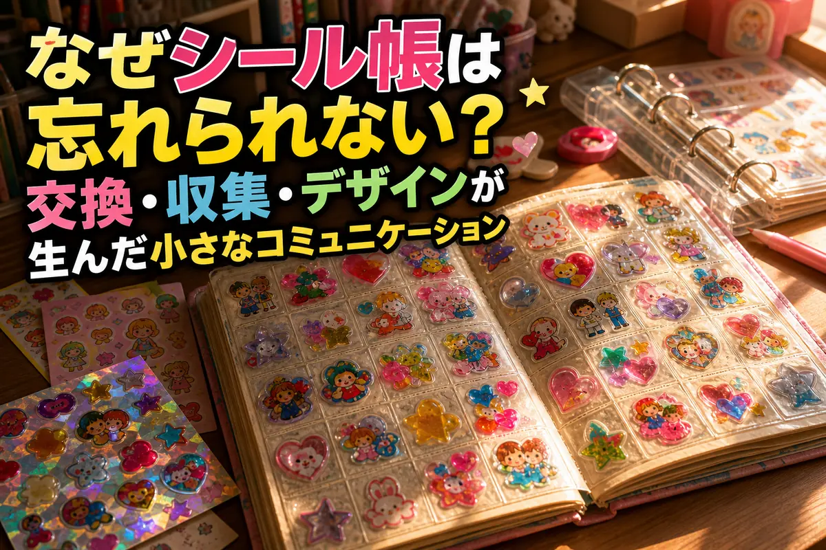 色とりどりのシールを貼ったシール帳と透明バインダー。