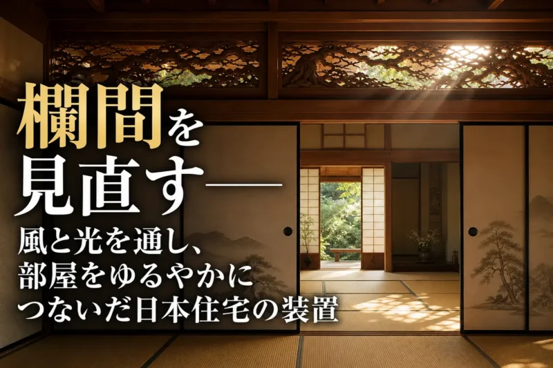 和室の鴨居上に設けられた透かし彫りの欄間。