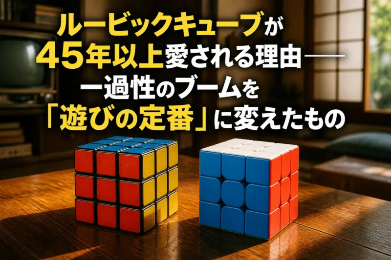 1980年代風のキューブと現代のスピードキューブを並べた比較イメージ。